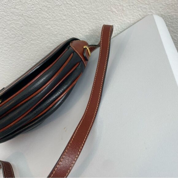 BALLY Black Brown Caviar Leather Flap Saddle Bag Crossbody - Picture 5 of 9
